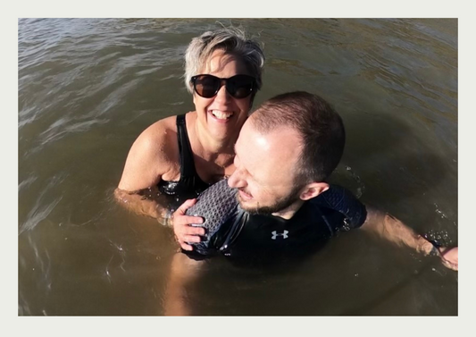 Wild swimmers Claire and Glenn, enjoy a sunny winter's day in the sea. The sun may have been bright but the water was freezing!