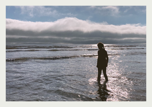 Paddling in the sea and looking forward to going for a wild swim in the waves and wild water.