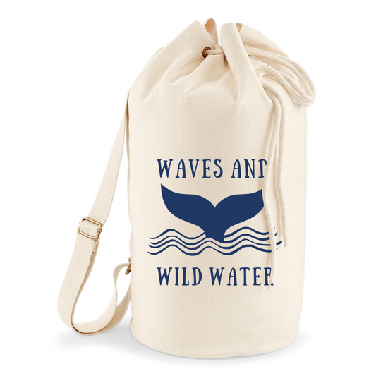 This natural coloured sea bag from Waves and Wild Water is essential for all those random bits of kit wild swimmers and sea dippers need! Printed with the stunning Waves and Wild Water logo across the front in blue vegan water-based ink.