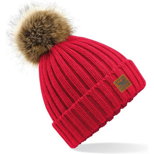 Check out this gorgeous heavy knitted red beanie hat from Waves and Wild Water. With its fabulous faux fur pom pom, you will undoubtedly be the envy of all your wild swimming friends!