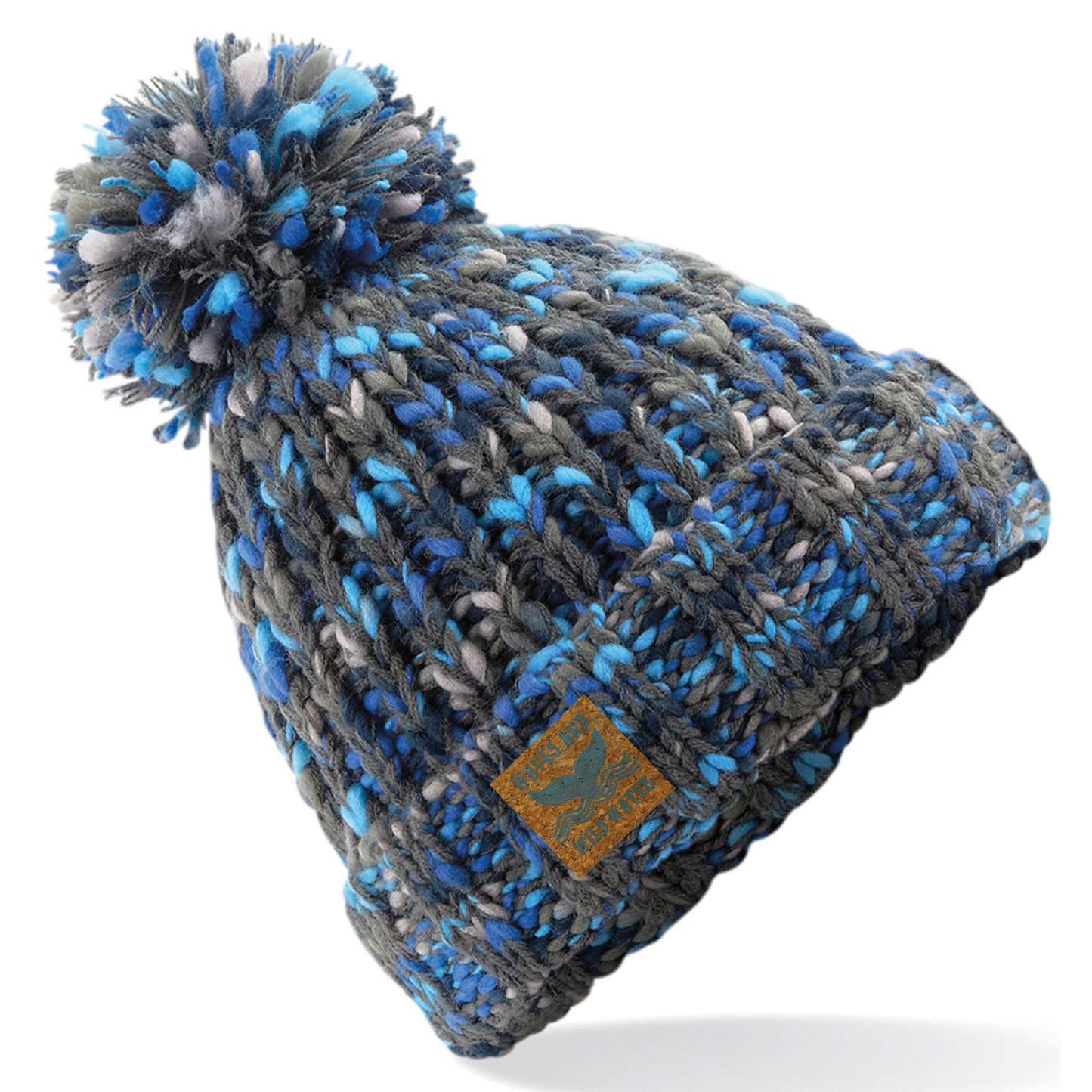 This chunky knitted beanie is a best seller within the cold water therapy community. The icy blue and grey tones and statement pom pom, make it a great addition to any wild water adventurers wardrobe. 