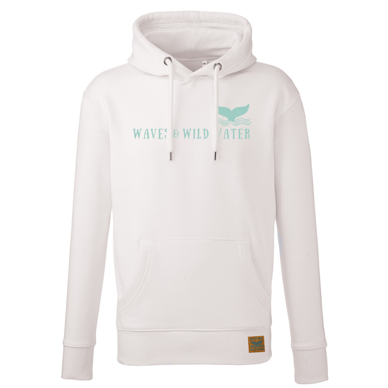 Loving this new hoodie from the Beach Hut Hoodies collection. Our Waves and Wild Water logo and text is printed across the front of the natural coloured hoodie in the brand colours of teal blue ink. This hoodie would be a great gift for any wild swimmer or sea dipper.