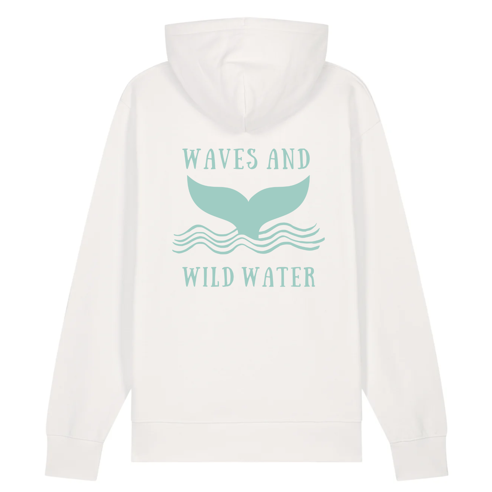 Introducing our natural coloured Beach Hut Hoodie with Waves and Wild Water logo on the back in teal chemical free ink. We just love wearing ours after a cold water dip.