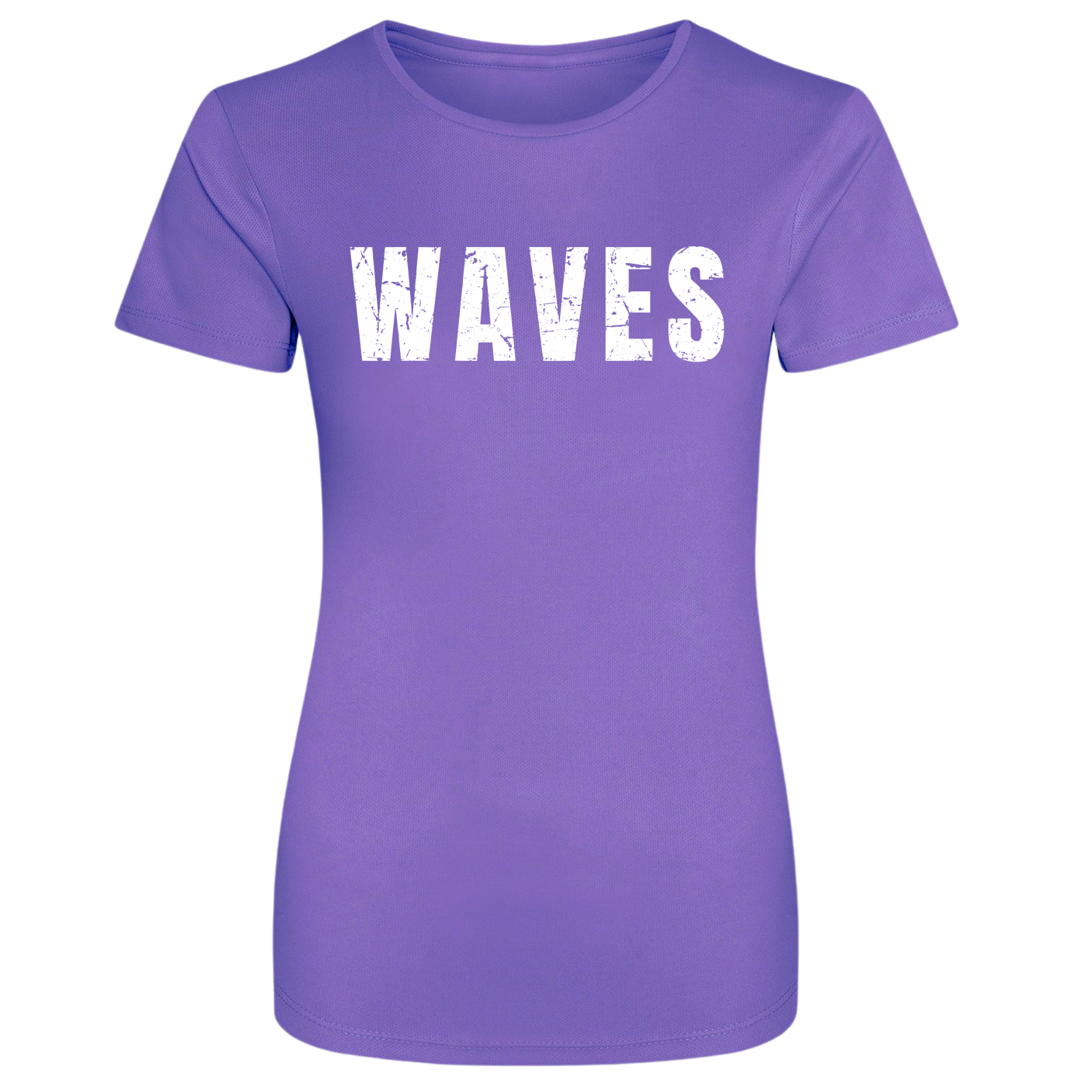 The gorgeous purple of this tee looks great with the simple WAVES white print. Constructed from sports grade tri-blend fabric, these sweat-wicking tees are not just for the beach, but would be great at the gym too.