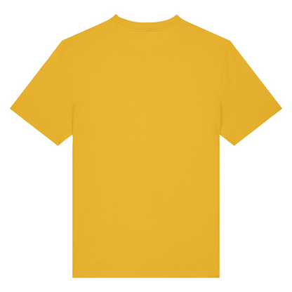 This plain yellow organic cotton t-shirt is actually the back of the Waves and Wild Water Look At The Stars tee. It celebrates bright starry nights after sunlit days and is a nod to the song Yellow by Coldplay. Perfect attire for wild swimmers and sea dippers.