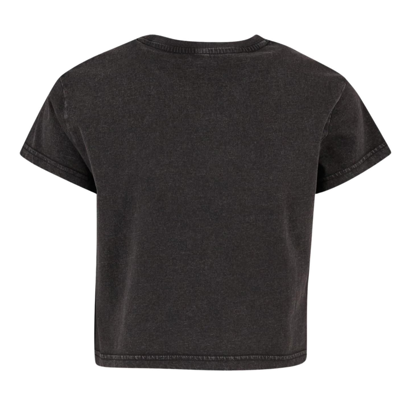 Plain vintage black cropped sustainable cotton t-shirt with no print.