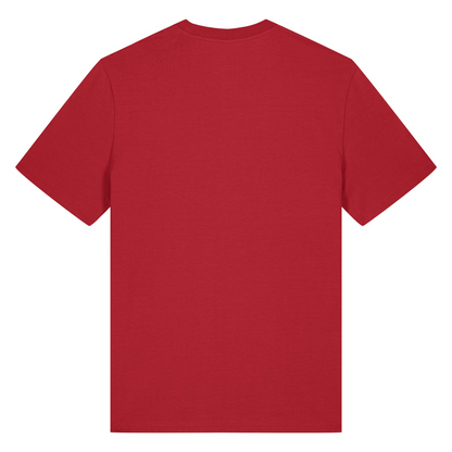Our Waves and Wild Water bright red t-shirt from the Seaside Rock collection. Showing the plain back of the organic cotton t-shirt but it has the text Rock Lobster printed in white on the front.