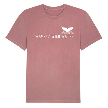 Beloved by wild swimmers, sea dippers, and anyone who can't resist the call of open water, this gorgeous Sunset Blush tee with white printed logo, is more than just a t-shirt—it's a statement of your passion for the great outdoors.