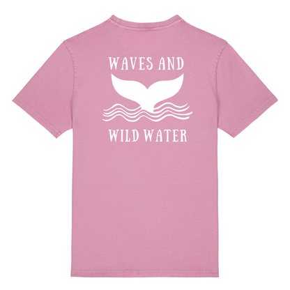 Featuring our iconic Waves and Wild Water whale tail logo, hand screen printed in white vegan ink across the back and chest, this stunning pink tee radiates coastal charm. Loved by wild swimmers, sea dippers, and cold water adventurers, the Seashell Pink t-shirt adds a vibrant pop of colour to brighten up any day.