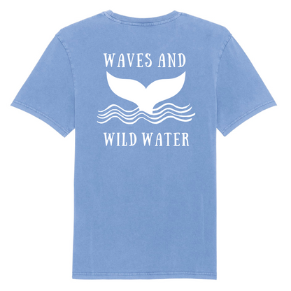 This best selling Waves and Wild Water t-shirt in a gorgeous blue, displays the whale tail logo in all its splendour in a white water based print. Popular with wild swimmers and sea dippers, this tee is sure to make a splash.